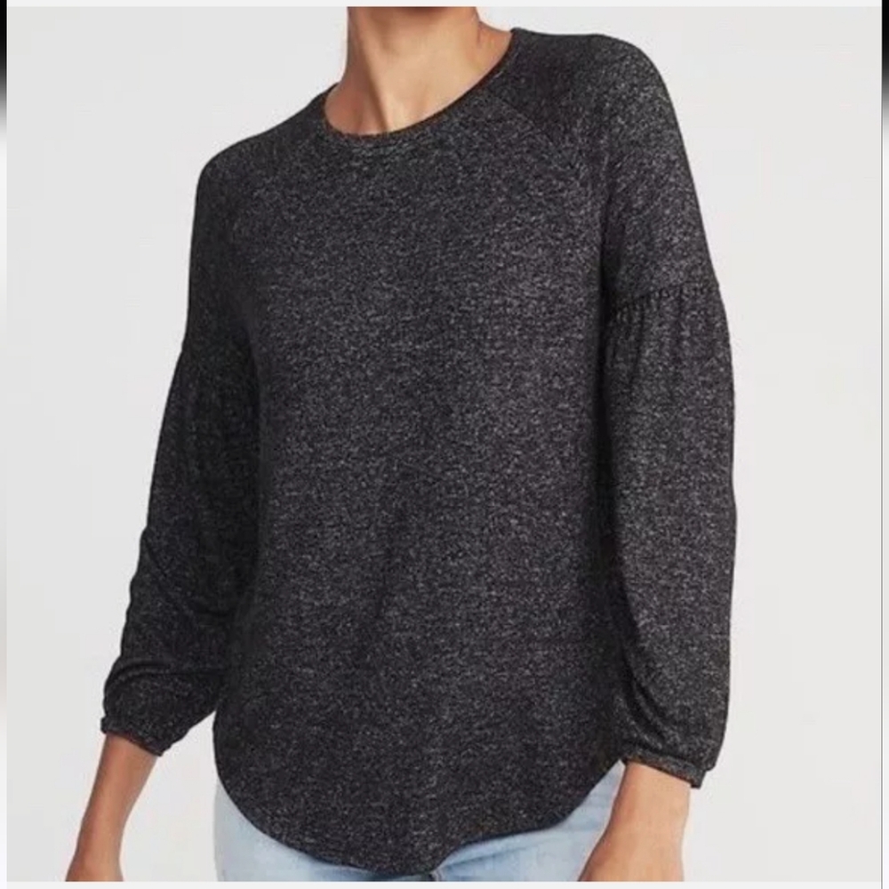 Old Navy women's size medium gray marbled knit balloon sleeve top